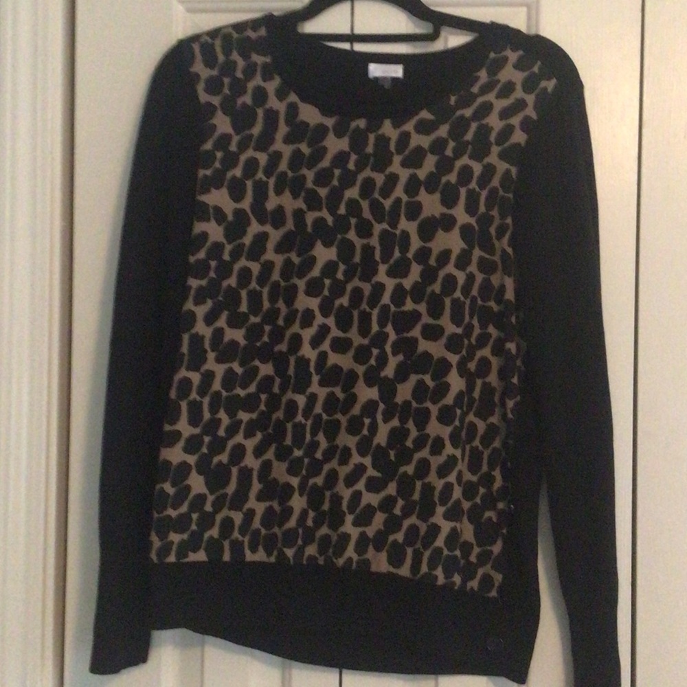Ecru Size M Leopard Print Black Sweater